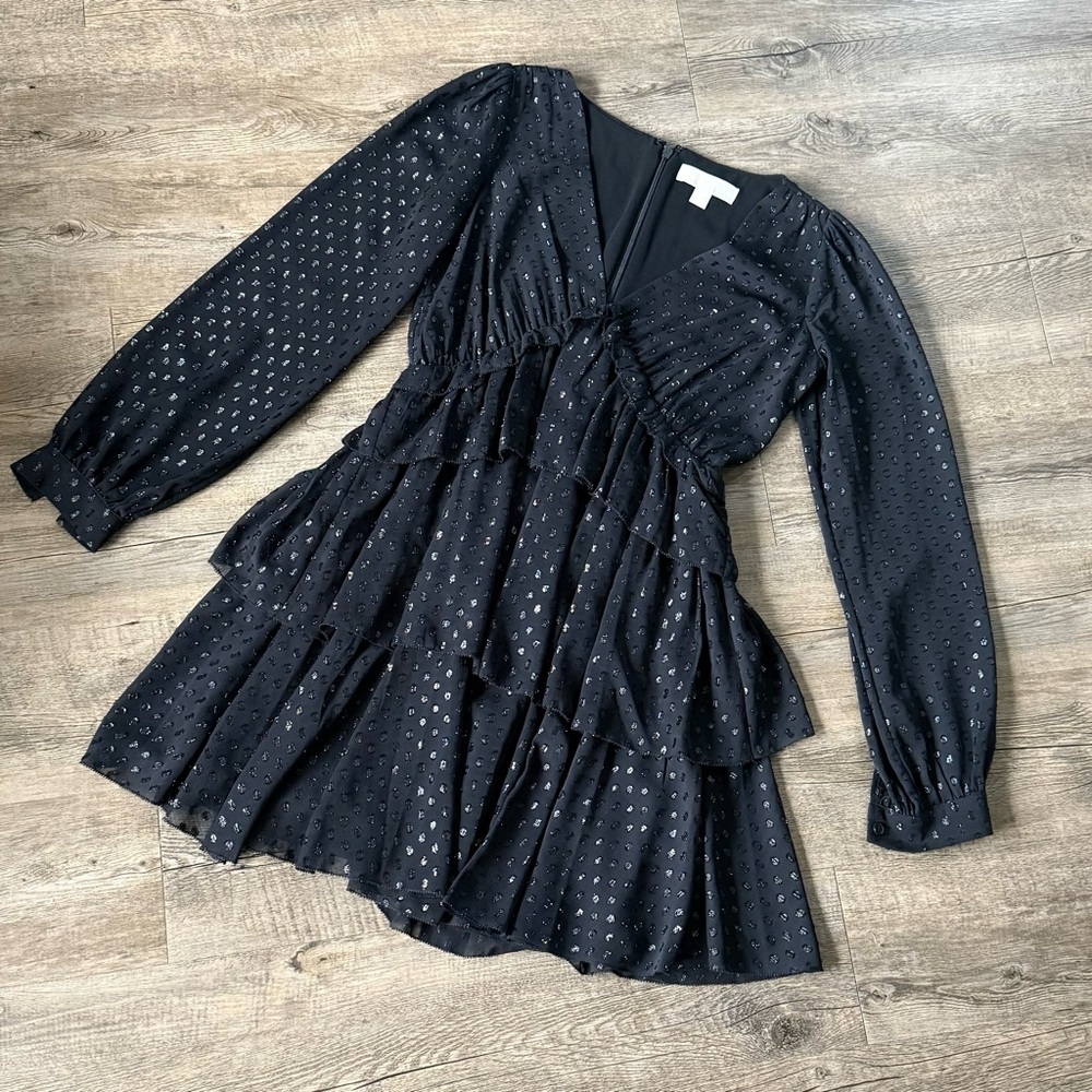 MICHAEL Michael Kors Black Long Sleeve Tiered Dress